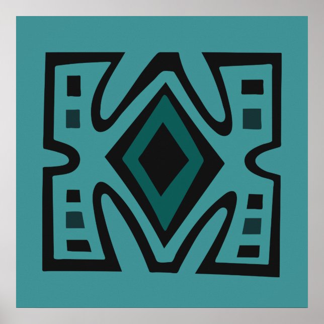 Samtida afrikansk modern abstrakt i turkos poster (Framsidan)