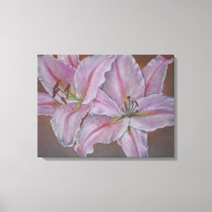 samtida bild av två stora rosa liljeblommor