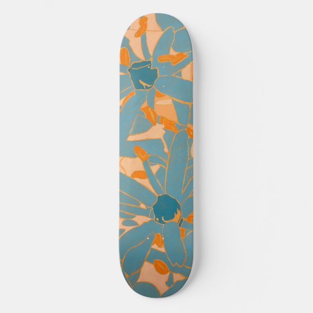 Samtida blad design persika mini skateboard bräda 18,5 cm (Framsida)