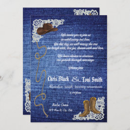 Samtida Denim, kängor & snörebröllopinbjudan Inbjudningar