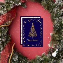 Samtida Elegant Marinblå & Guld God Jul