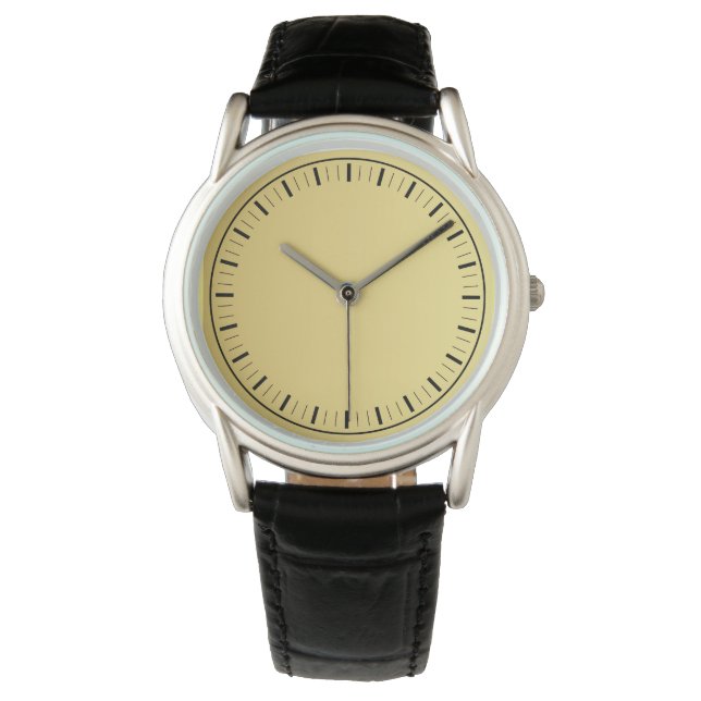 Samtida Elegant Svart Läder Herrar  Armbandsur (Framsida)