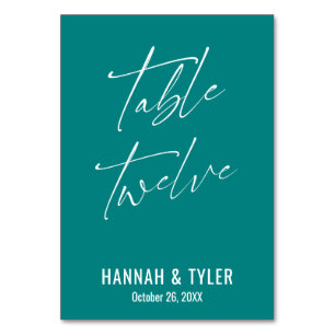 Samtida Elegant Teal Bord Tolv Bordsnummer