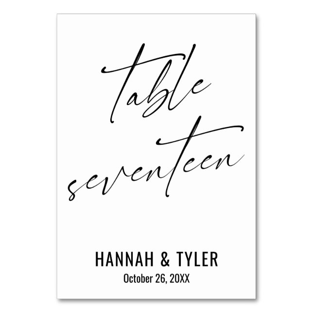 Samtida Elegant Typografi Bord Sjutton Bordsnummer (Framsidan)