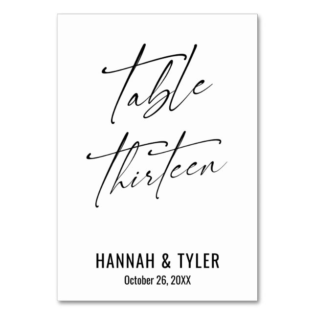 Samtida Elegant Typografi Bord Tretton Bordsnummer (Framsidan)