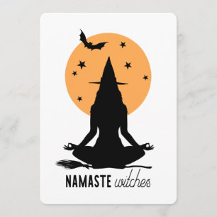 Samtida Halloween yoga Häxa Inbjudningar