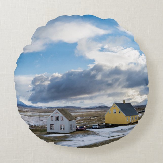 Samtida hus rund kudde (Framsidan)