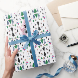 Samtida illustrationer av en skidort presentpapper