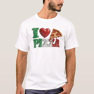 Samtida JAG ÄLSKAR PIZZA ITALIENSKA FLAGGFÄRGER Ko T Shirt