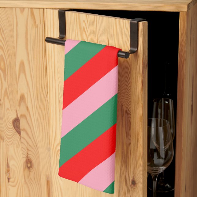 Samtida julgodis ränder kökshandduk (Thirds Fold)