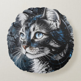 Samtida katt rund kudde