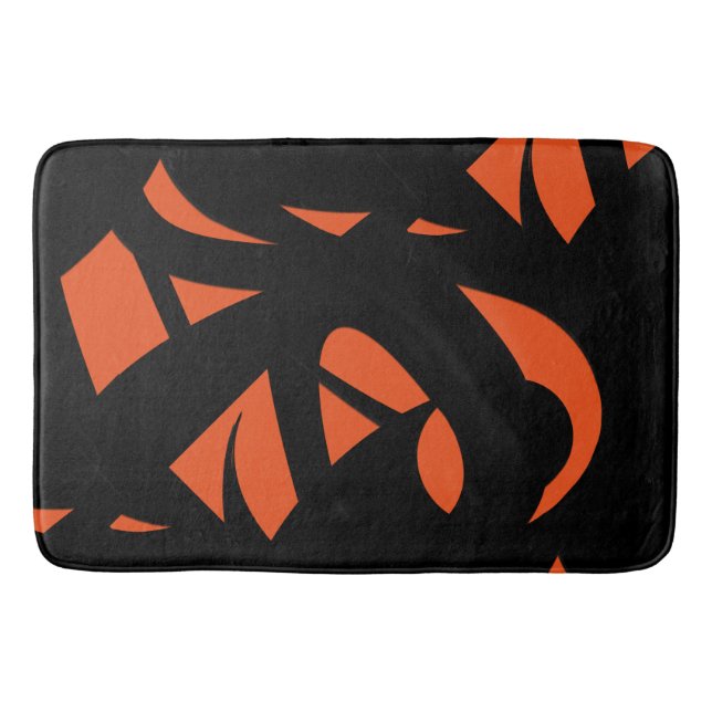 Samtida konst Orange / Svart Badrumsmatta (Framsidan)