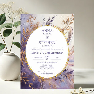 Samtida lila elegans åtagande ceremoni inbjudningar