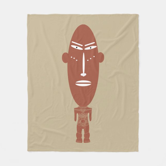 Samtida modern afrikansk tribal ansiktskonst fleecefilt (Framsidan)