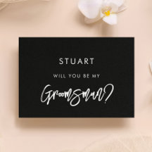 Samtida modern svart bröllopsinbjudan för bestman