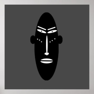 Samtida Modern svart mask abstrakt ansikte Poster