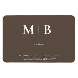 Samtida Monogram Mörkbrun Spara Datum Magnet