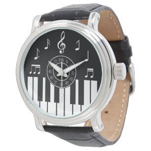 Samtida musikdesign i svartvitt armbandsur