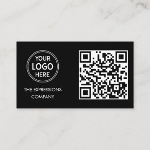 Samtida svart anpassad logotyp med fyrkantig QR-ko Visitkort