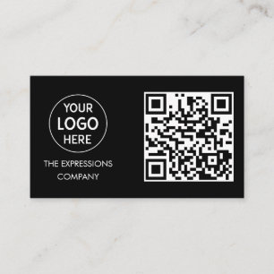 Samtida svart anpassad logotyp med fyrkantig QR-ko Visitkort
