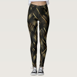 Samtida svart guld geometriskt abstrakt mönster leggings