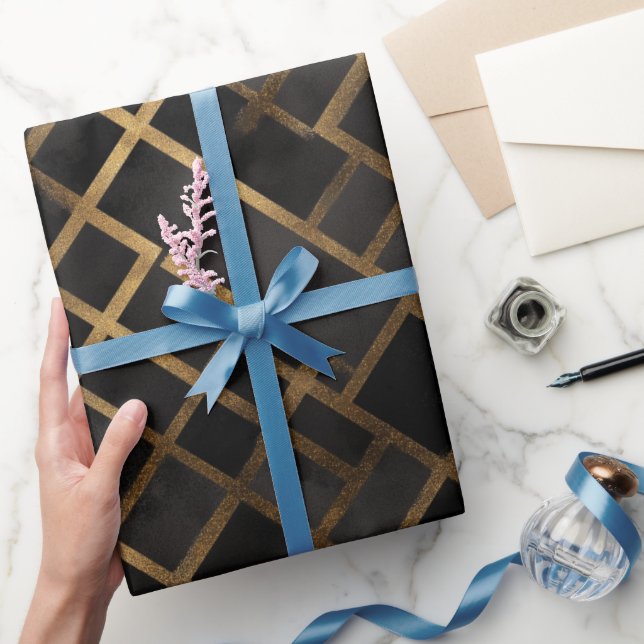 Samtida svart guld geometriskt abstrakt mönster presentpapper (Gifting)