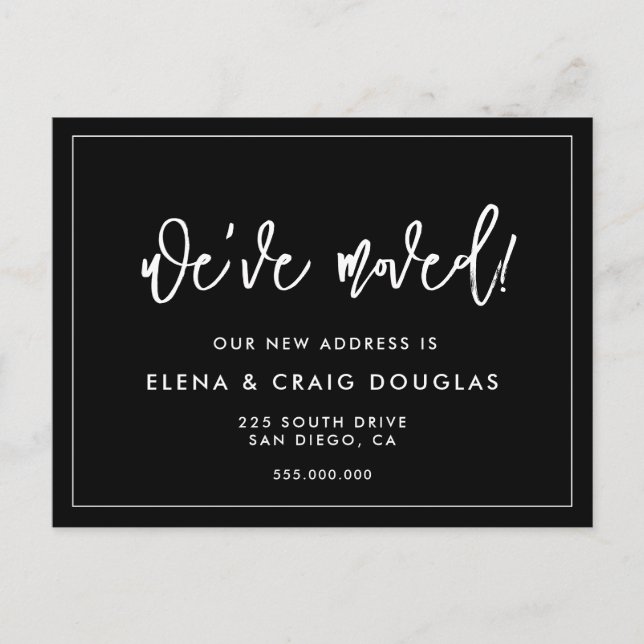 Samtida Svart Vi har flyttat Ny adress Vykort (Framsida)