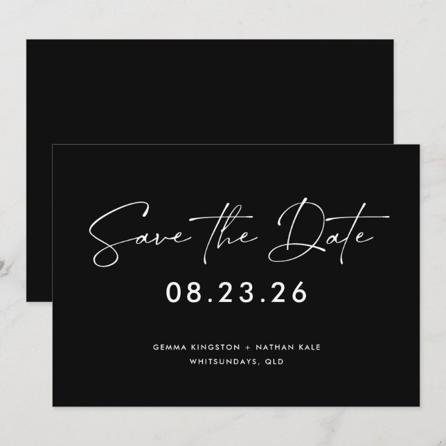 Samtida svart-vit Save the Date Inbjudningar (Fram/baksida)