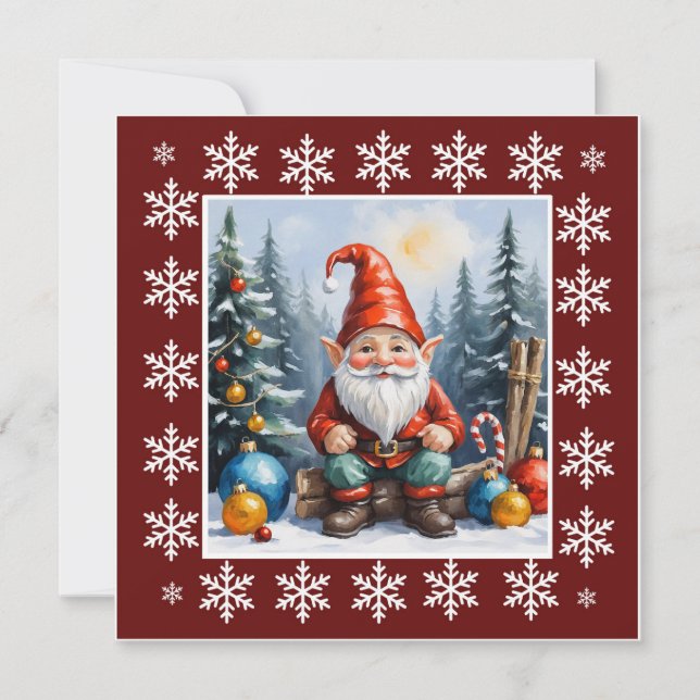 Samtida Tomte - Whimsisk Söt Icke-Foto Julkort (Framsida)