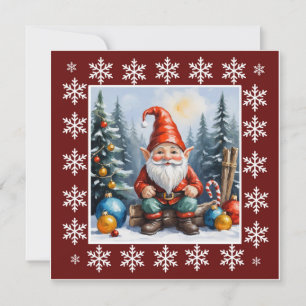 Samtida Tomte - Whimsisk Söt Icke-Foto Julkort
