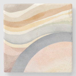 Samtida vågor | Neutral modern akvarell Stenunderlägg