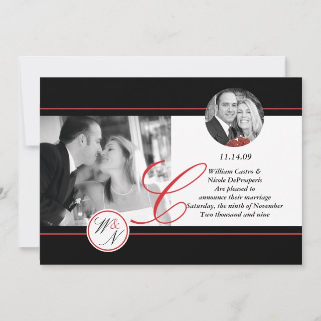 Samtida vigselkungörelse med monogram meddelande (Framsida)