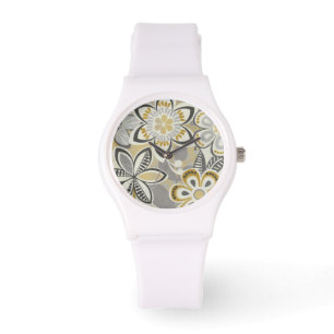 Samtidaa blommönster armbandsur