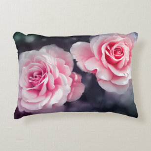 Samtidat rosa rosblommigtfoto prydnadskudde