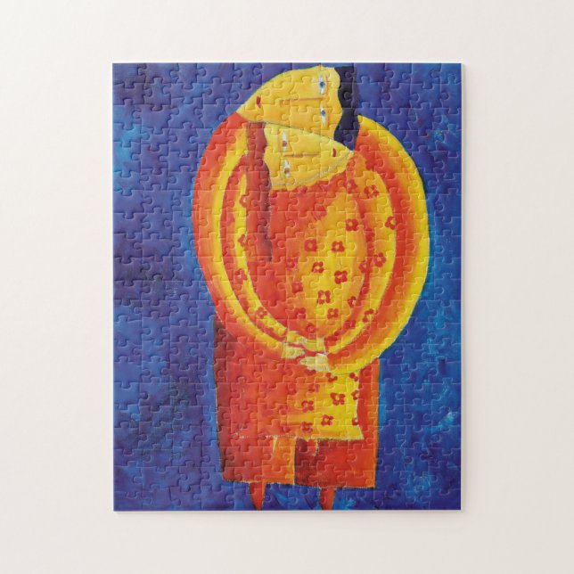 Samtidig Contemporary Art Akrylmålning Pussel (Vertikal)