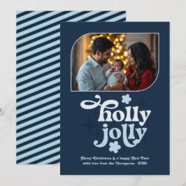Samtidig julbild i modern blå ton julkort