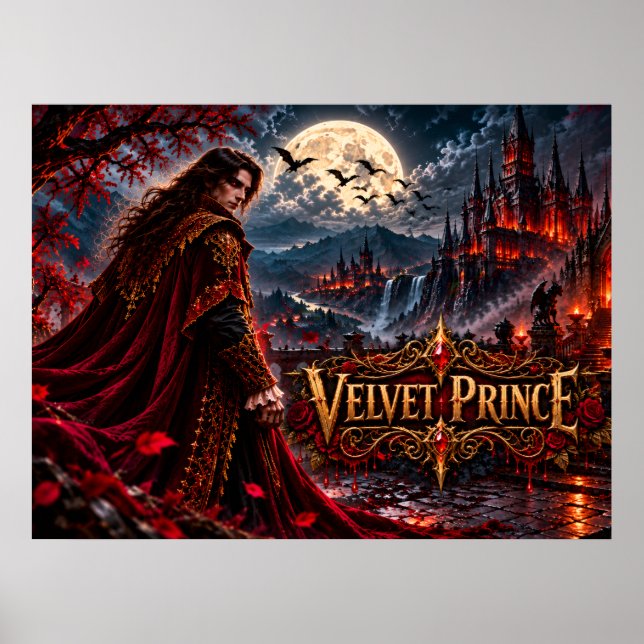 Samtidig Prince Gothic Vampire Fantasy Affisch (Framsidan)