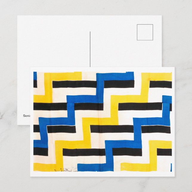 Samtidig tyg | Sonia Delaunay | Vykort (Fram/baksida)