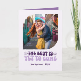 Samtidig Violett Champange Retro Nyår Foto Helgkort