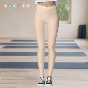 Samtidigt mjukt ljus pastell beige krämgul färg leggings