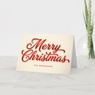 Samtidigt rött retro-manus God Jul Helgkort
