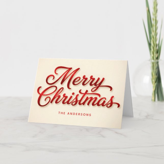 Samtidigt rött retro-manus God Jul Helgkort (Framsida)