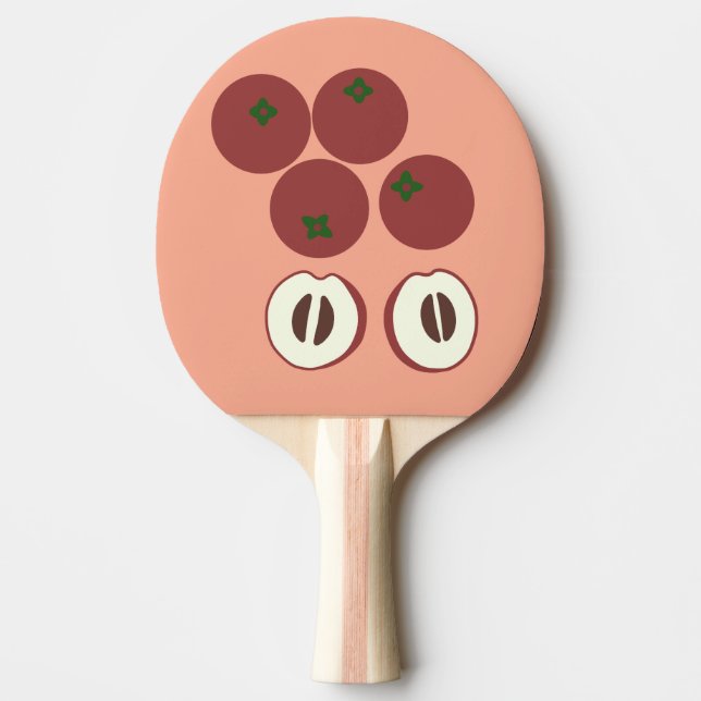 Samtpingisbats med äpple pingisracket (Framsidan)