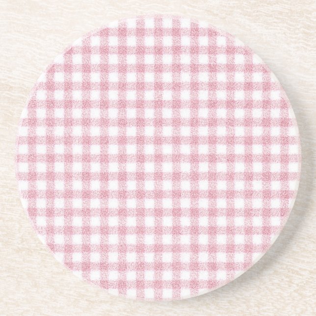 Samtrosa och vit Gingham-charm Underlägg (Framsidan)
