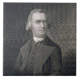 Samuel Adams som inristas av G.F. Storma Kakelplatta