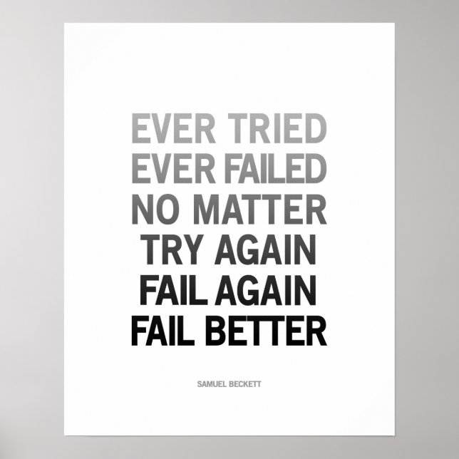 Samuel Beckett-citattecken poster svart och vitt (Framsidan)