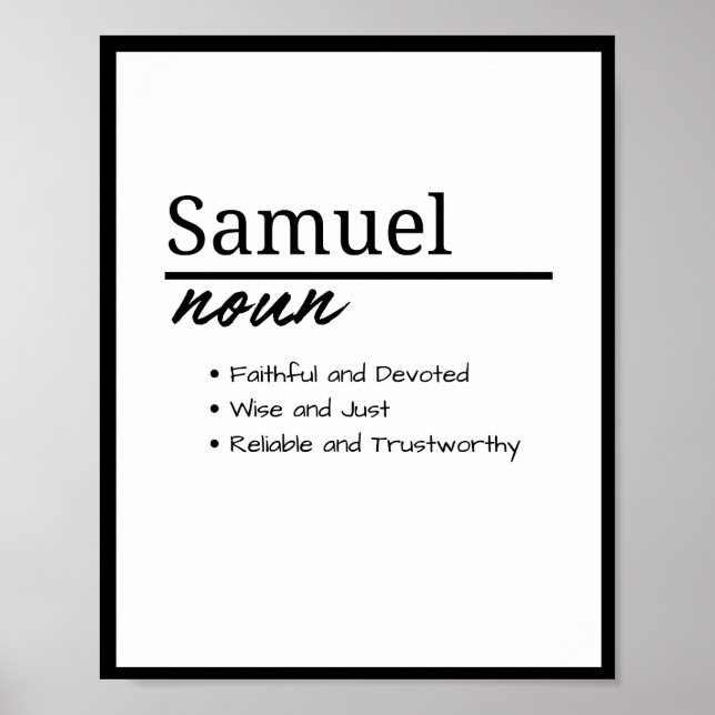 Samuel, Boy Personlig Namn Definition Poster (Framsidan)