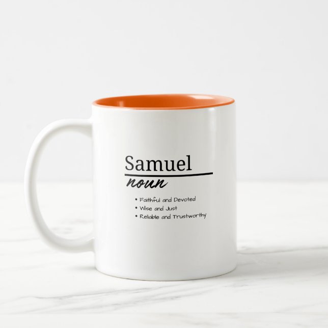 Samuel, Boy Personlig Namn Definition Två-Tonad Mugg (Vänster)