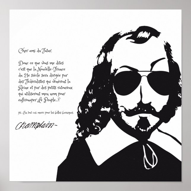 Samuel Champlain Hipster texte du future+lunettes Poster (Framsidan)