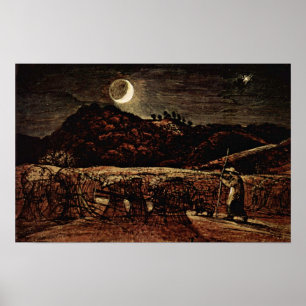 Samuel Palmer - kornfield i månljuset Poster